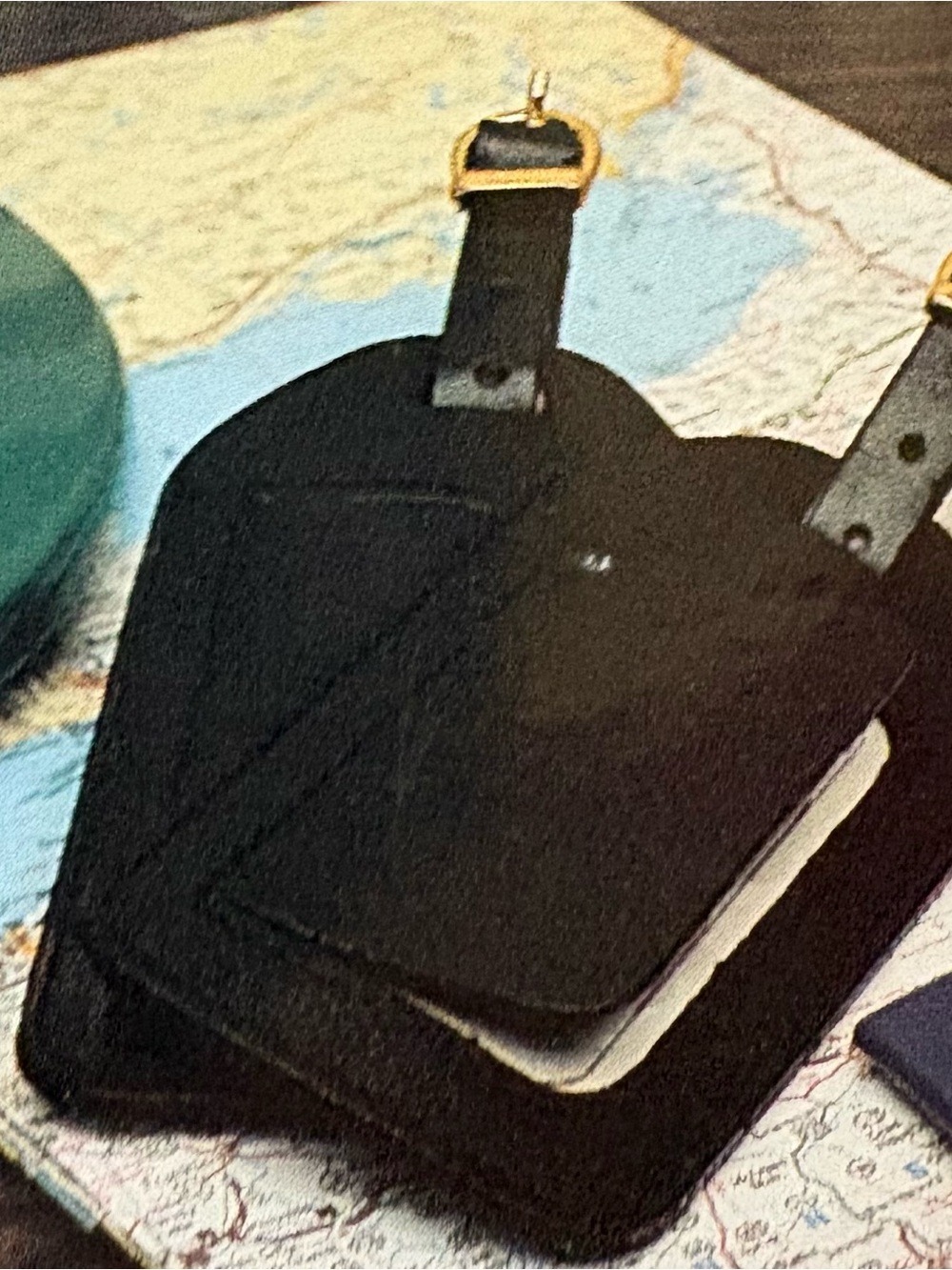 Travel Smart Leather Luggage Tags - Black set of two, business card size - Picture 2 of 6